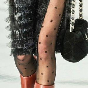 chanel black tights cc logo sold !